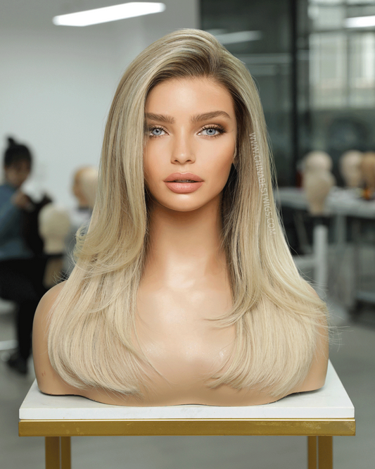 N231-1 Rooted Blonde Balayage Lace Wigs Pre-plucked