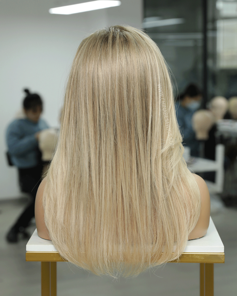 N231-1 Rooted Blonde Balayage Lace Wigs Pre-plucked