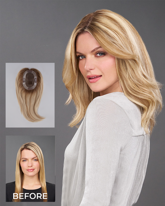Clip In Hair Topper Real Human Hair 5"x5" Base Platinum Blonde