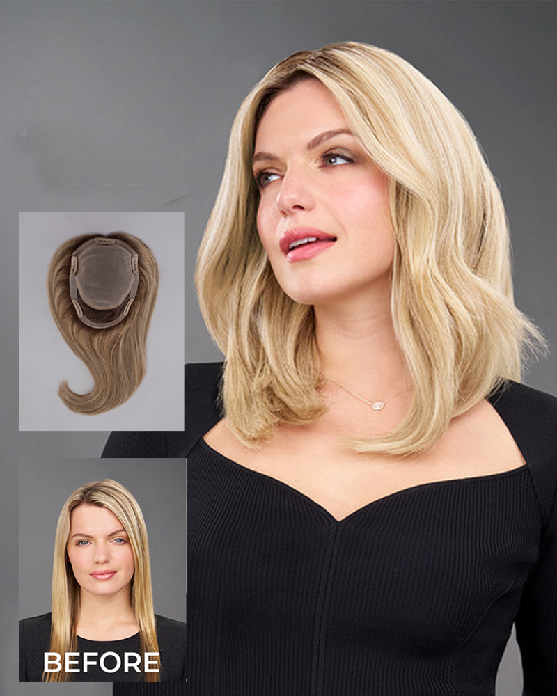 Topper Hairpieces Real Human Hair 5x5" Base Blonde Hair