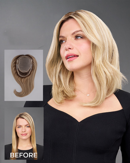 Topper Hairpieces Real Human Hair 5x5" Base Blonde Hair